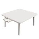White Portable Floor Table Square Particleboard Coffee Desk With Mini Drawer