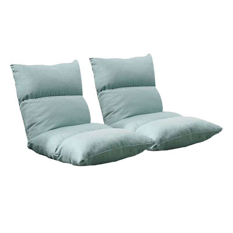 2X Adjustable Floor Recliner Chair Linen Fabric Folding Sofa Bed Mint Green