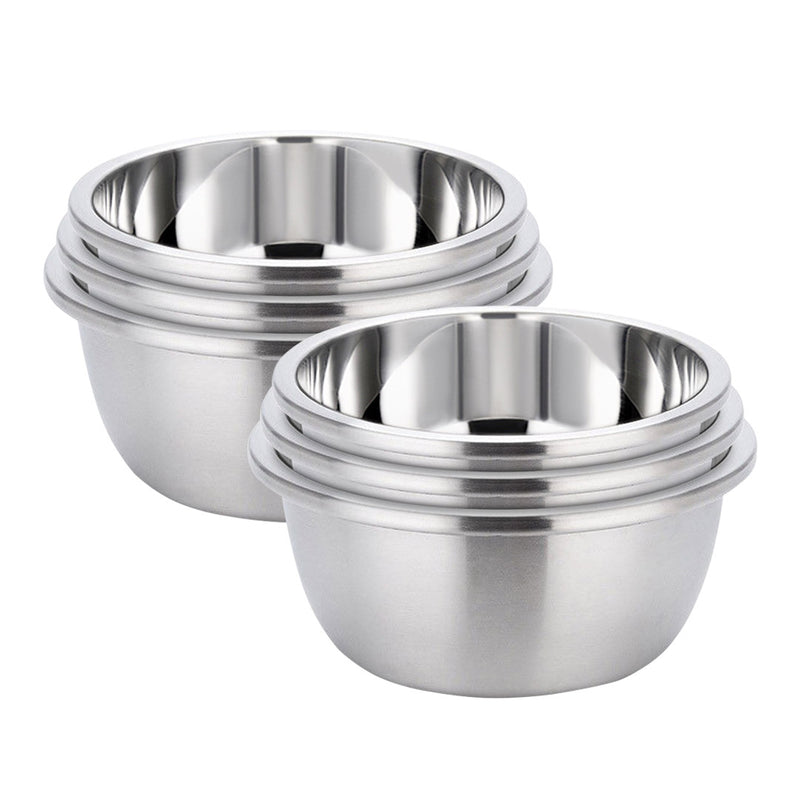 2X 3Pcs Stainless Steel Stackable Mixing Bowls Set 18/10 Silver Durable
