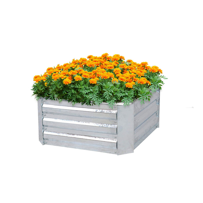Raised Garden Bed Galvanized Iron 100X100X30cm Silver Outdoor Planter