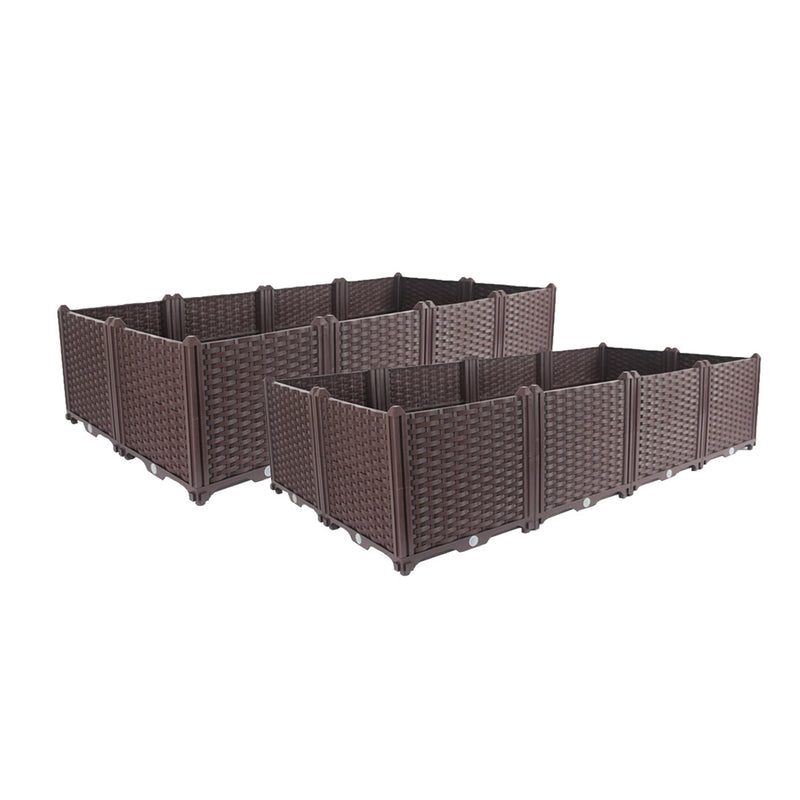 2X Raised Garden Bed Planter Box Plastic 160CM X 80CM Dark Brown Self Watering