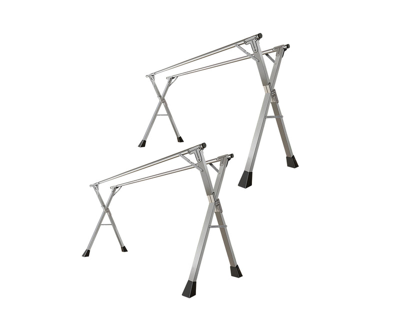 2X 1.6m Stainless Steel Foldable Clothes Drying Rack X Frame 40kg Silver Indoor