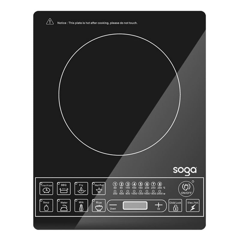 Portable Induction Cooktop 2000W 8 Level Glass Top Compact 35cm Fast Heating