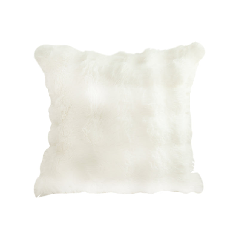 50cm Square Thick Faux Rabbit Fur Throw Pillow Plush White
