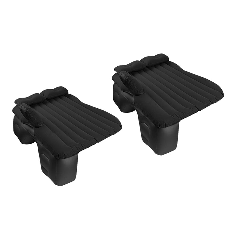 2X Inflatable Car Mattress PVC Flocking 132cm X 80cm X 10cm Black Stripe Pump