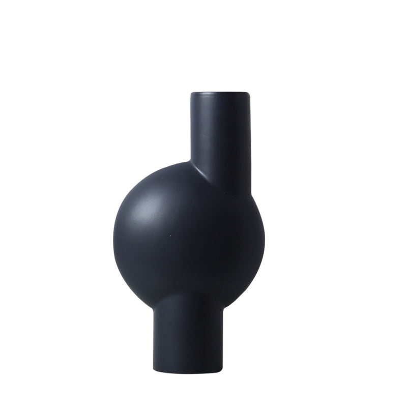 17x6.8x32cm Ceramic Abstract Vase Medium Black Narrow Neck Modern Decor