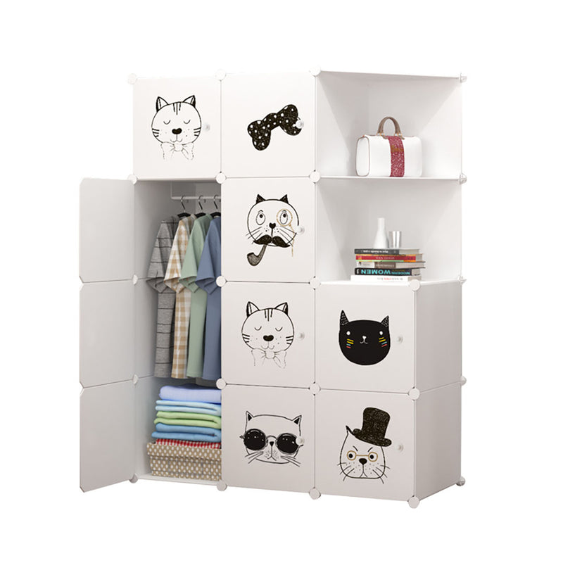 10 Cubes Portable Wardrobe Modular Plastic 110x37x146cm White With Doors