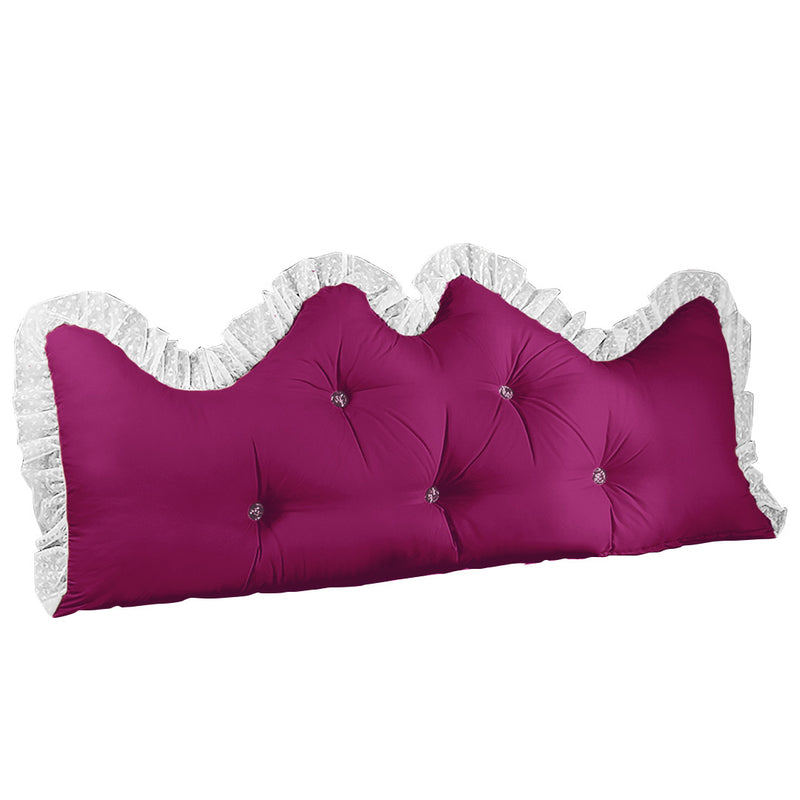120cm Princess Headboard Backrest Pillow Polyester Filled Burgundy Tufted Crown