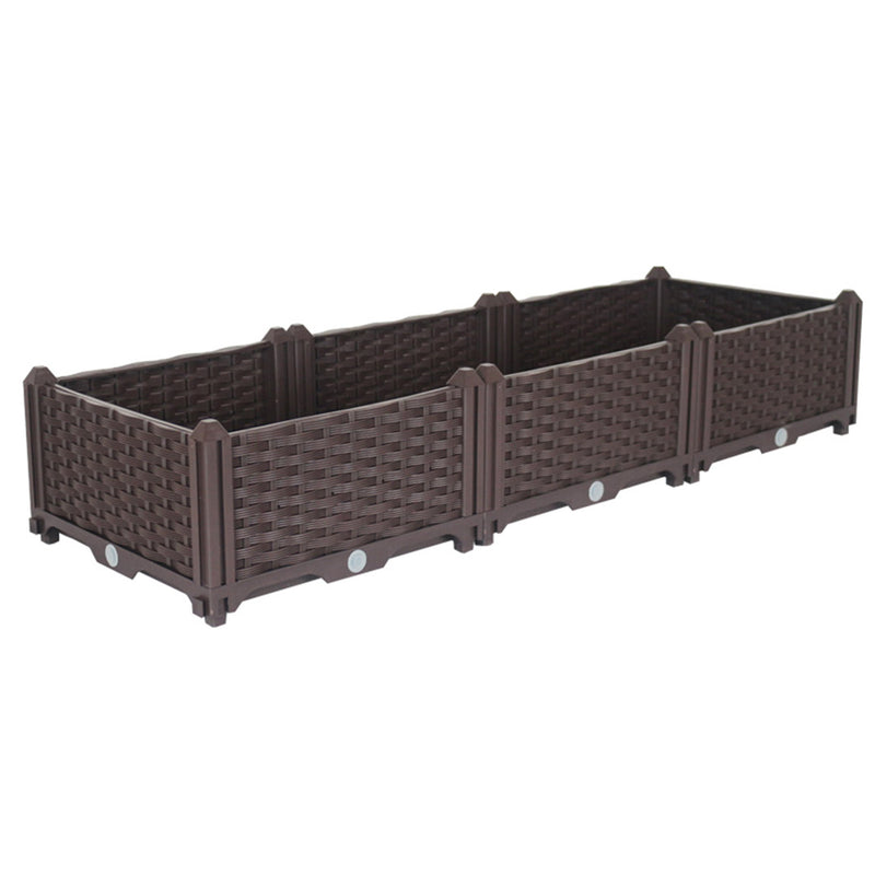 120cm Raised Garden Bed Polypropylene Plastic Self Watering Outdoor Dark Brown