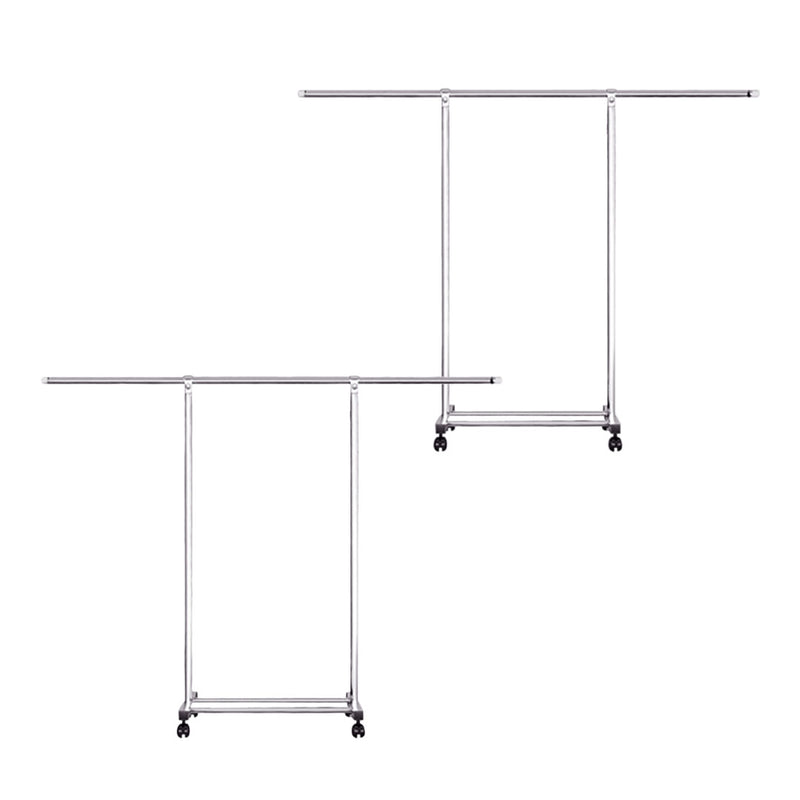 2X 200cm Stainless Steel Clothes Drying Rack Floor Standing Wheels Shelf