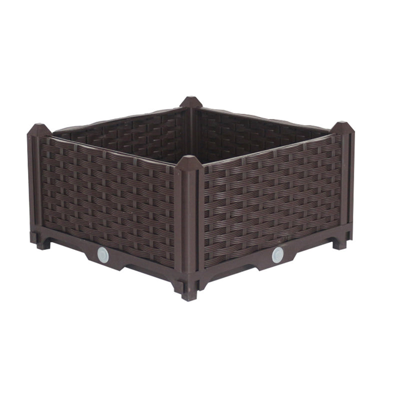 Raised Planter Box 40cm Square Plastic Garden Bed Self Watering Dark Brown