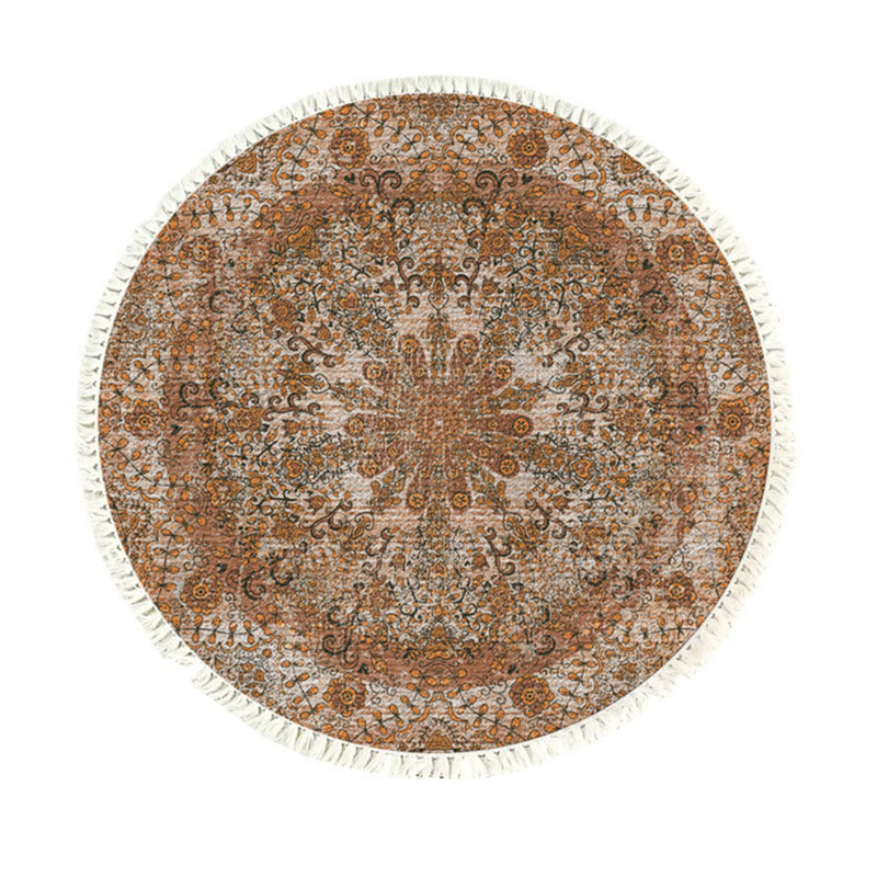 120cm Mandala Round Polyester Area Rug Anti Slip Plush Living Room Decor