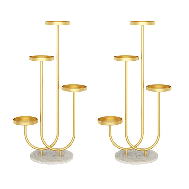 2X U Shaped 4 Tier Metal Plant Stand Marble Base Gold 32x20x100cm