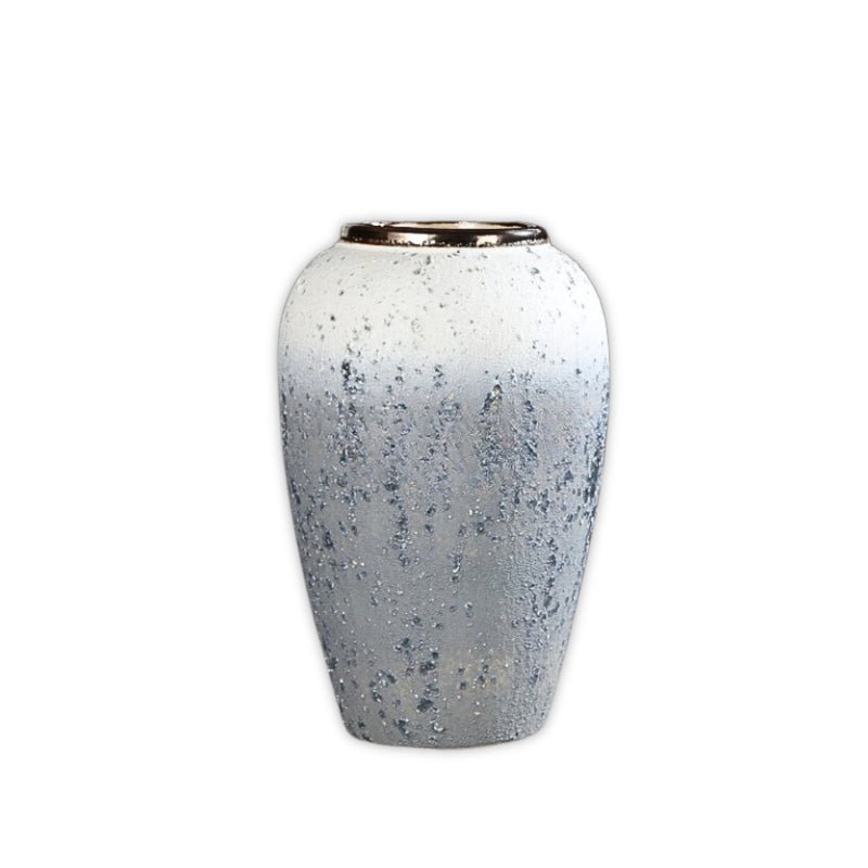 30x19cm White And Grey Medium Ceramic Flower Vase Handcrafted Home Decor