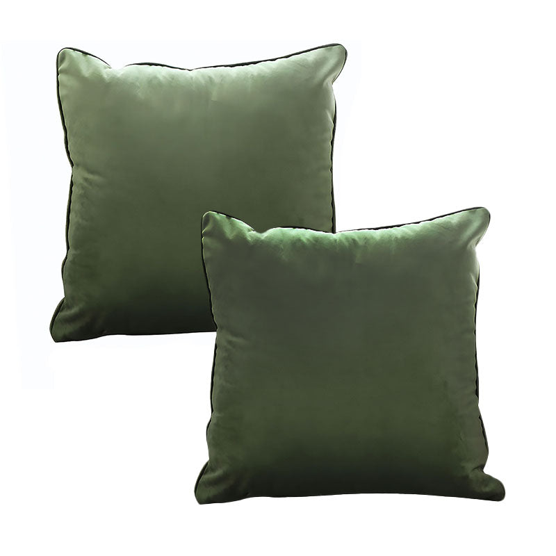 2X Square Velvet Throw Pillow 45cm Plush Polyester Cotton Subtle Green