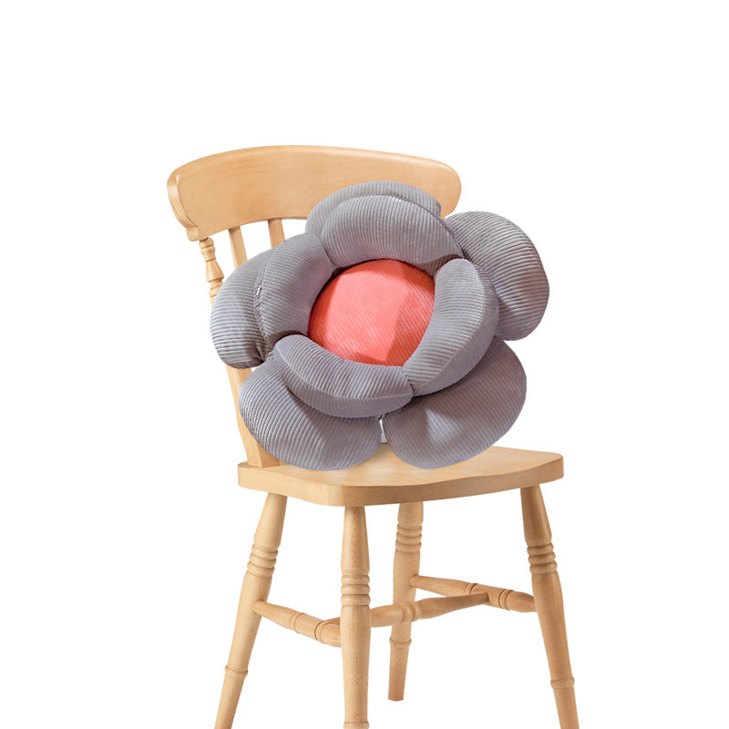 Grey Double Flower Shaped Cushion 70cm Plush Pillow Home Decor