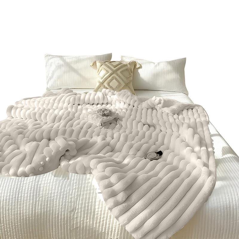 150x200cm Throw Blanket Polyester Milk Velvet Pearl White Luxuriously Soft