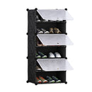 6 Tier Shoe Rack Organizer Stackable Storage Black Translucent Cover