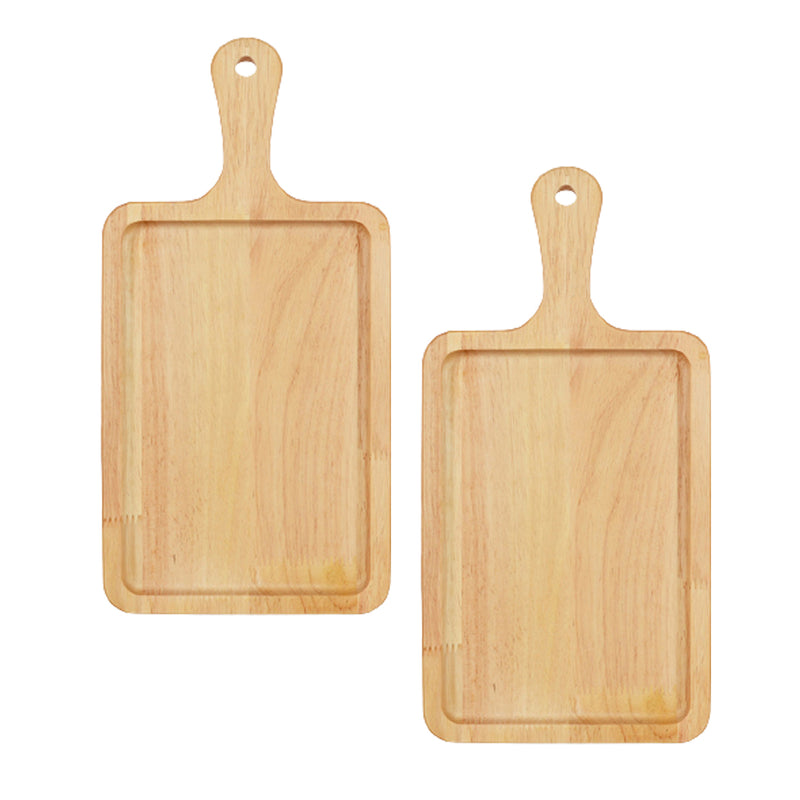 2X 40cmx20cm Oak Wood Rectangular Serving Tray Brown Charcuterie Board