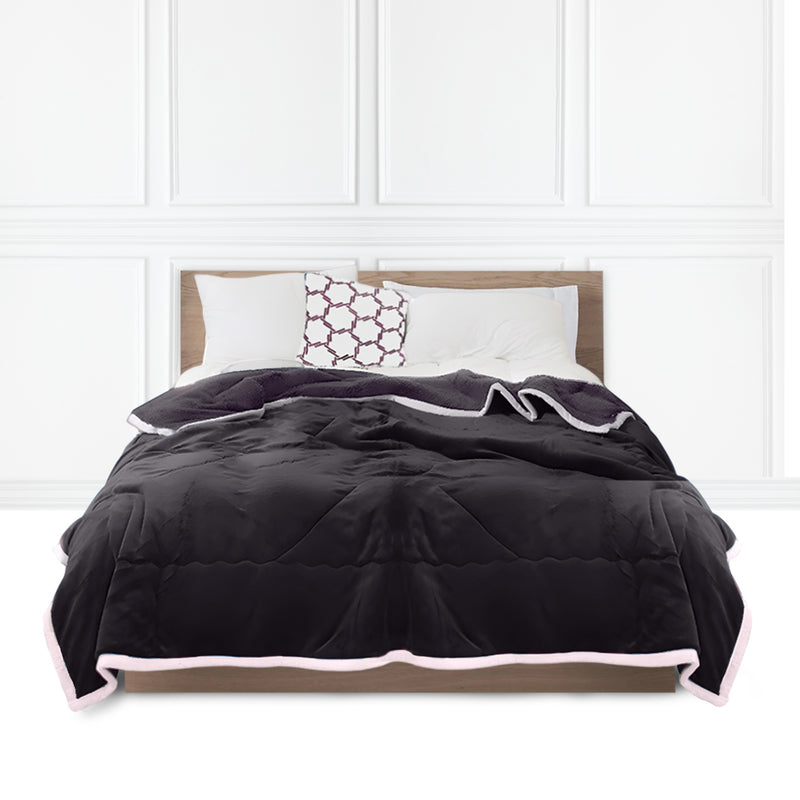Throw Blanket Flannel Polyester 200x220cm 2cm Thick Dark Grey