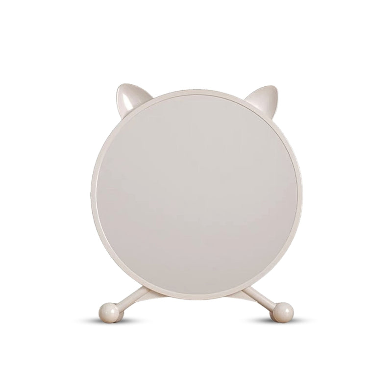 Table Mirror Plastic 30cm White Cat Ear No Led Light
