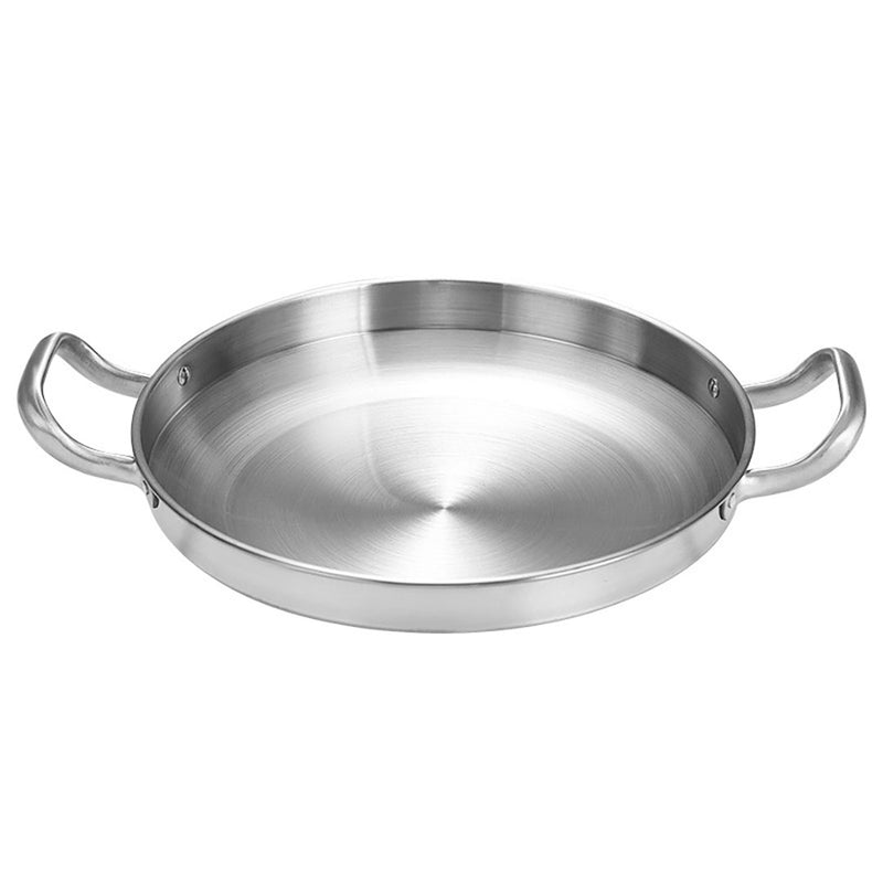 26cm Stainless Steel Dry Pot Silver Ergonomic Handles Even Heat Distribution