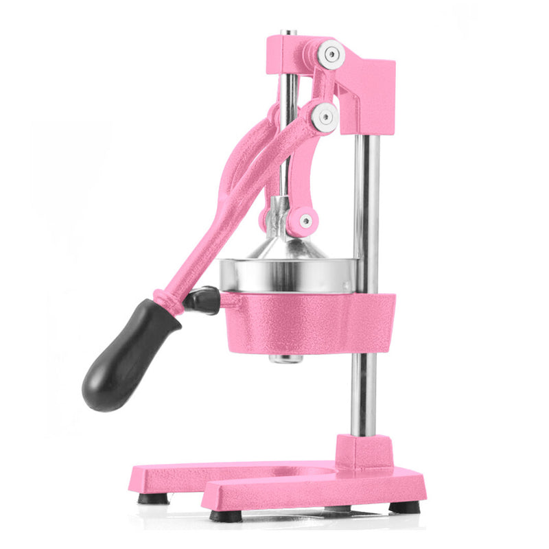 Commercial Manual Cast Iron Juicer 304 Stainless Steel Cone Pink 12cm Cup