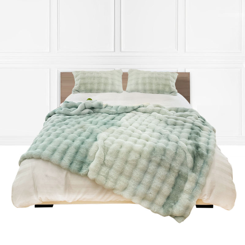 Fuzzy Super Soft Cozy Fluffy Throw Blanket Polyester 200x230cm Light Green