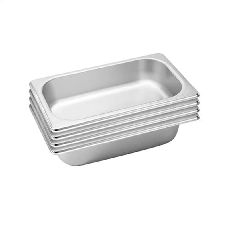 4X 1/3 Gastronorm Pan Stainless Steel 33.4cm x 18.2cm x 6.5cm Deep Stackable