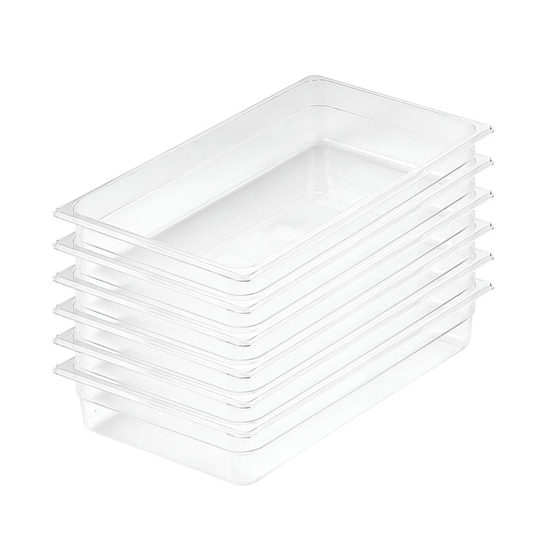 100mm 1/1 Gastronorm Pan Polycarbonate Clear 53x32.5cm Bundle of 6