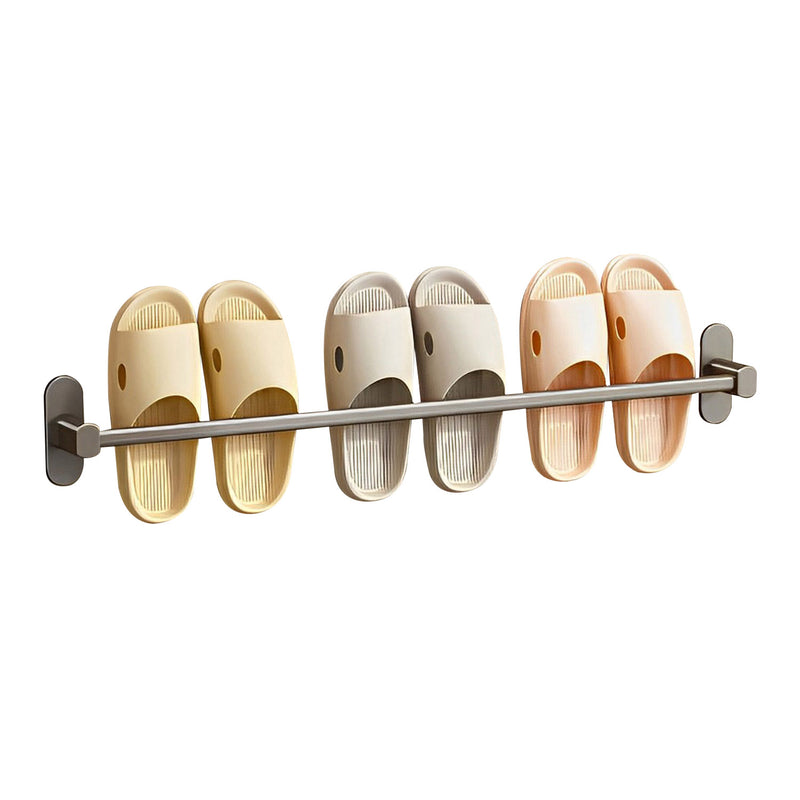 69cm Wall Mounted Aluminum Slipper Rack Adhesive Space Saving Black