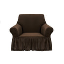 1-Seater Coffee Sofa Slipcover Ruffled Skirt Stretchable Durable Protector