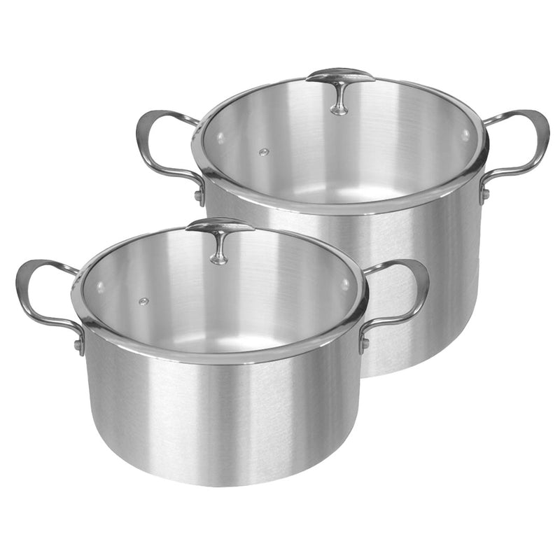 Stainless Steel Casserole With Lid 28cm 32cm Induction Cookware 2X Set