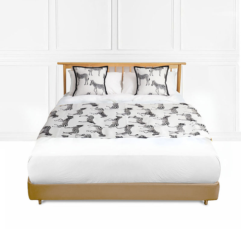 Queen 1.5m Bed Scarf Runner Polyester Zebra Luxury 70x210cm 2 Cushions Set of 3