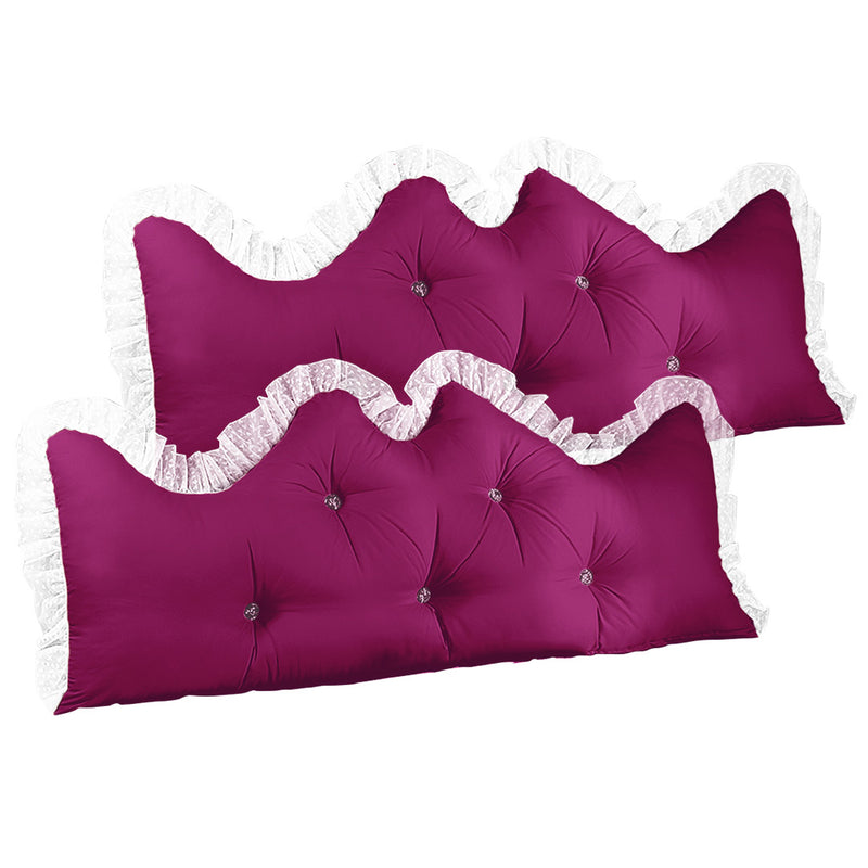 2X 180cm Burgundy Headboard Pillow Princess Style Soft Cushion Backrest Decor