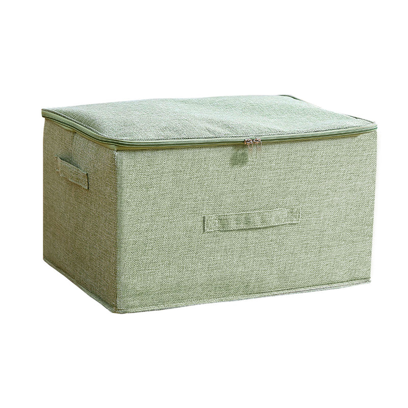 Large Green Foldable Storage Box 45cmx35cmx25cm Polyester Double Zipper