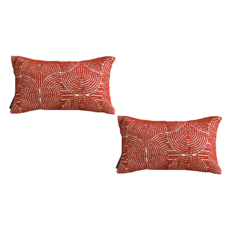 2X 35x55x18cm Throw Pillow Polyester Cotton Corded Burgundy Indoor Outdoor
