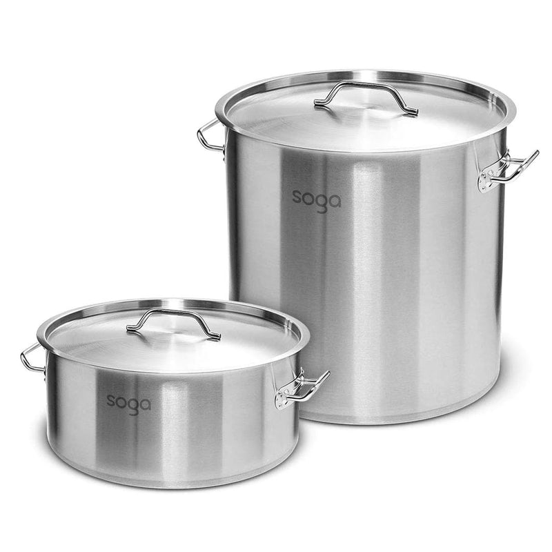 14L Wide 50L Tall Commercial Grade Stainless Steel Stock Pots Thick Bottom 18/10