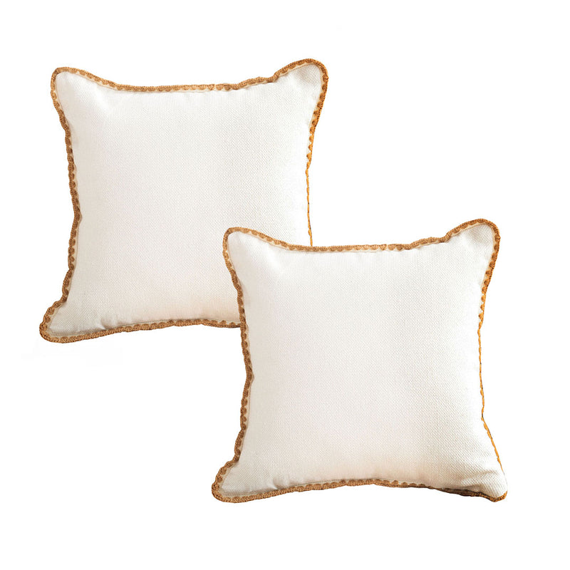 2X 45cm Square Plush Velvet Throw Pillow 15cm Thick Polyester Cotton White
