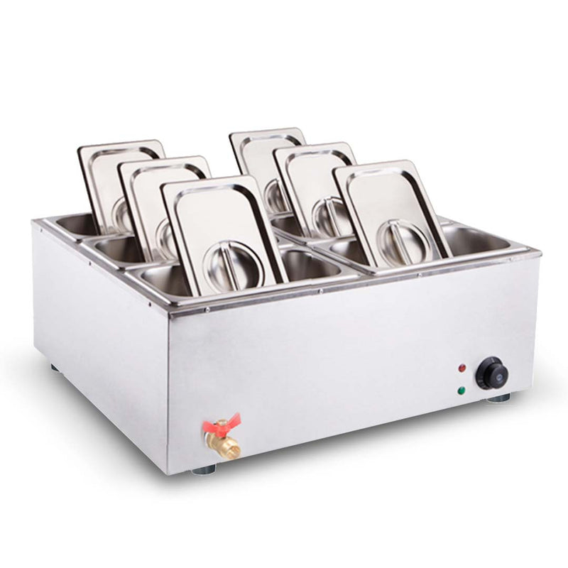 Stainless Steel 6 X Electric Bain Marie Food Warmer with Lid Large Capacity