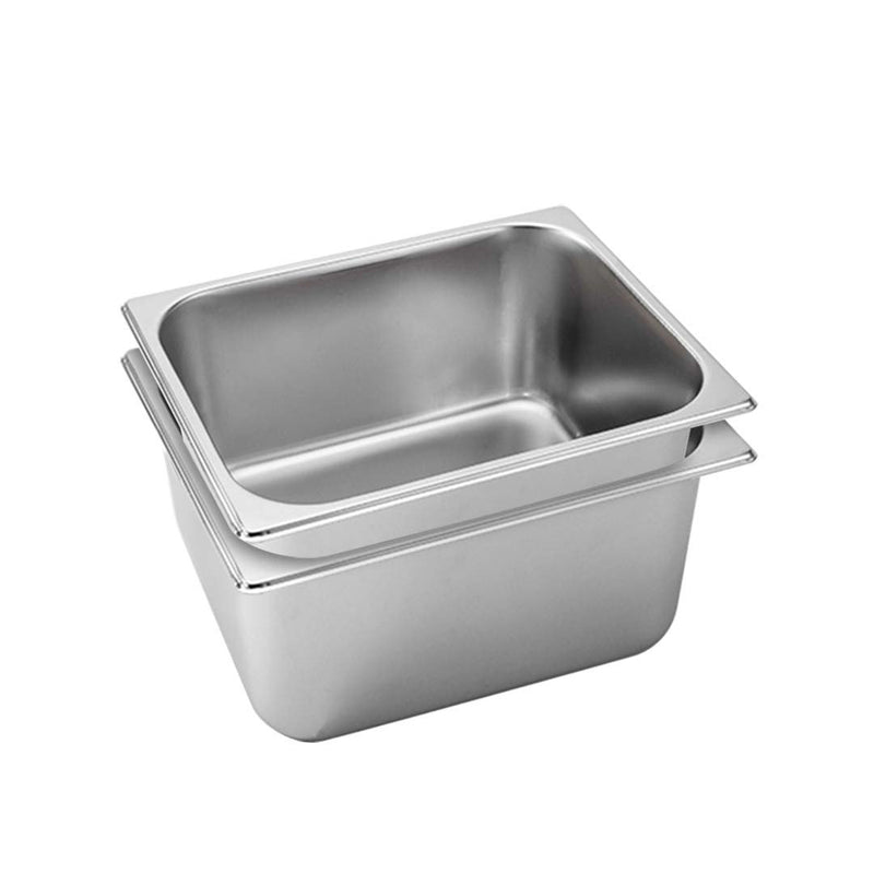 2X 1/2 Gn Stainless Steel Pan 27x33x20cm Deep Stackable Commercial