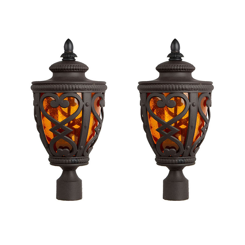 2X Post Light Aluminum Glass 50.8cm Dark Brown Vintage Outdoor Lantern