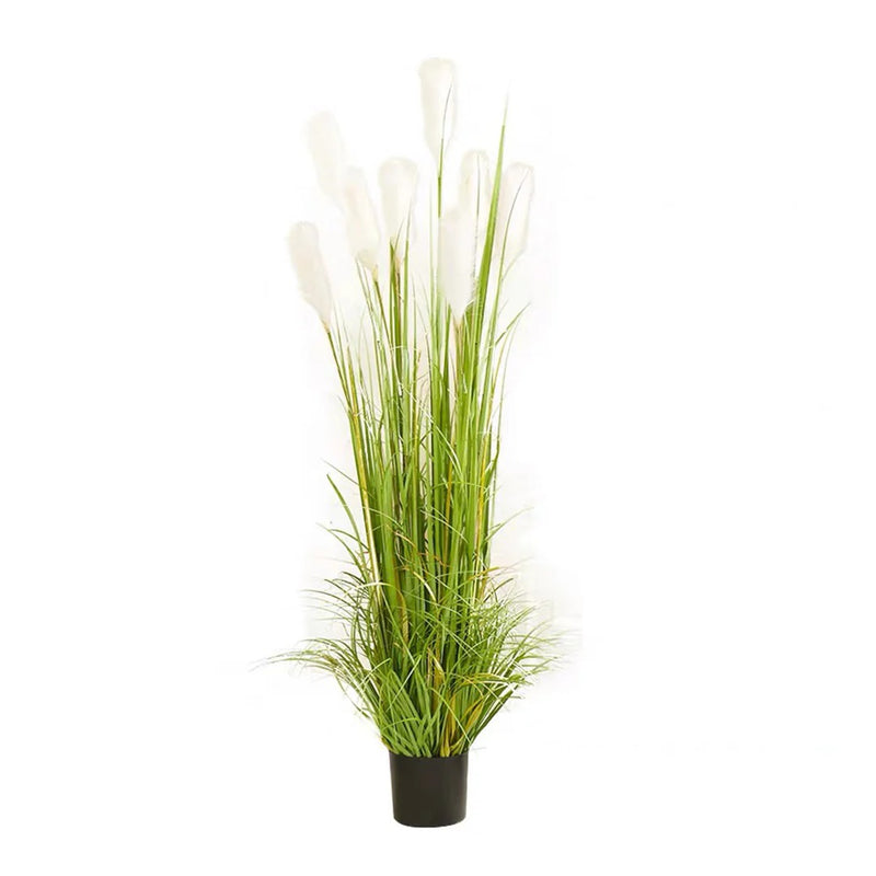 Artificial Plume Grass Plant 120cm Plastic Potted Realistic Green