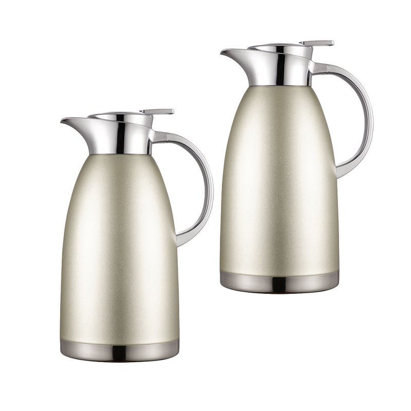2X 1.8L Silver Double-Wall Thermal Flask Stainless Steel Vacuum Insulated