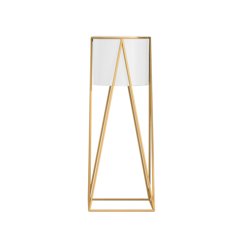 50cm Gold Iron Corner Plant Stand Enamel White Pot Tall Slim 18x20cm