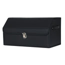 Leather Car Trunk Organizer Collapsible Foldable Storage Box With Lock Black Medium