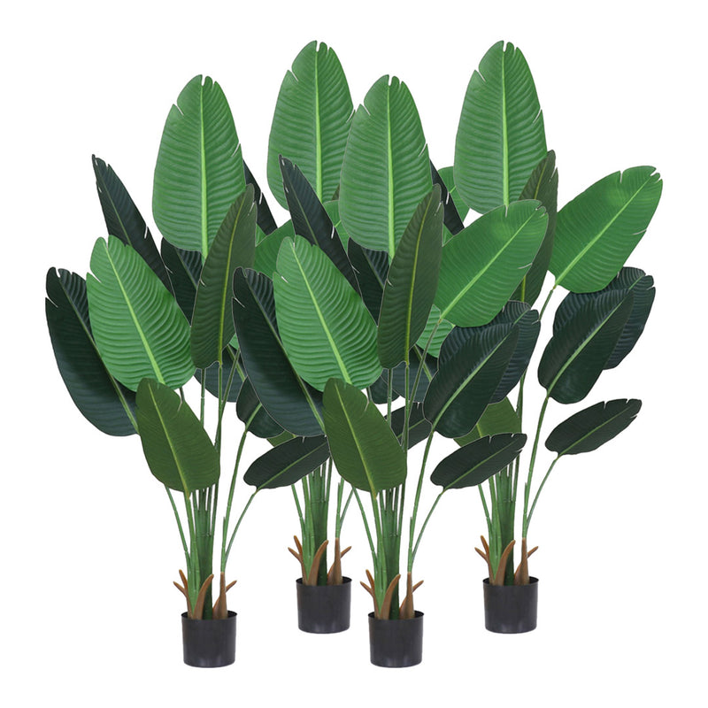 4X 180cm Artificial Bird of Paradise Plant With Pot Seagrass Basket Green