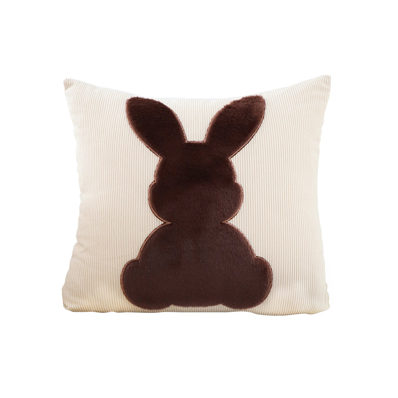 45cm Square Polyester Throw Pillow Light Tan Coffee Bunny Design 14cm Thick