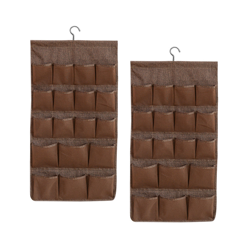 2X Coffee Double Sided Hanging Mesh Storage Bag Organizer Pocket Home Closet