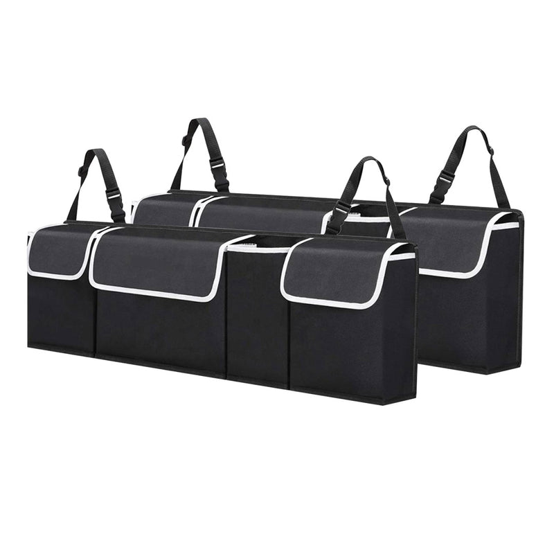 2X Car Trunk Organizer Oxford Cloth 90x25x12cm Foldable Water Resistant Black